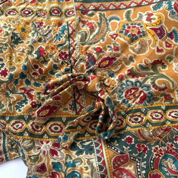 Vintage Liz Wear Paisley Floral Pattern Vest Yellow Blue Green Fall Academia - Picture 6 of 10